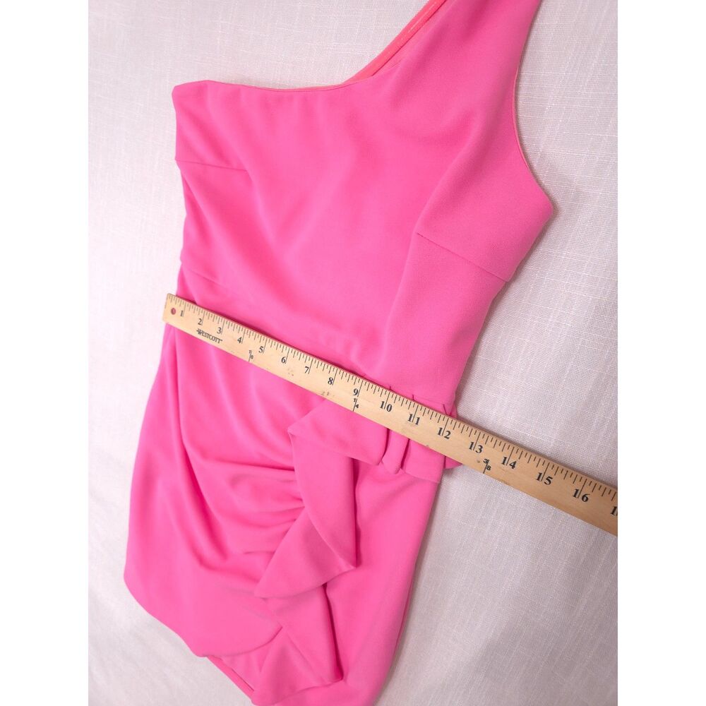 Hot Pink One Shoulder Ruffle Flamenco Mini Dress S Barbie Party Night Out Rush - Picture 5 of 11
